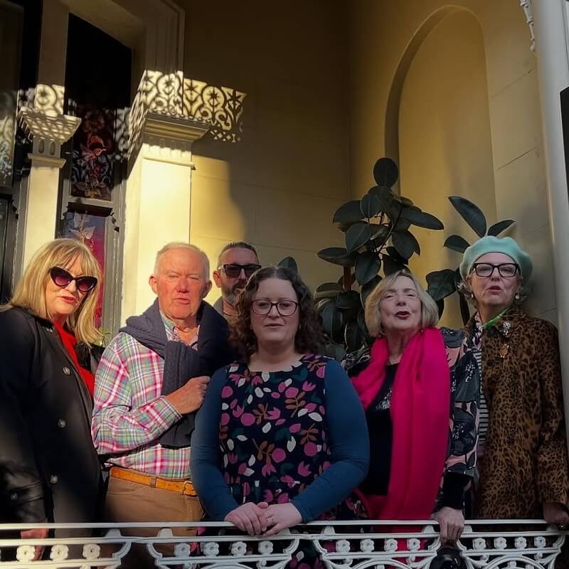 SusanLe Roux with all of her Tour Guests at Spicers Luxury Accomodation at Potts Point in Sydney